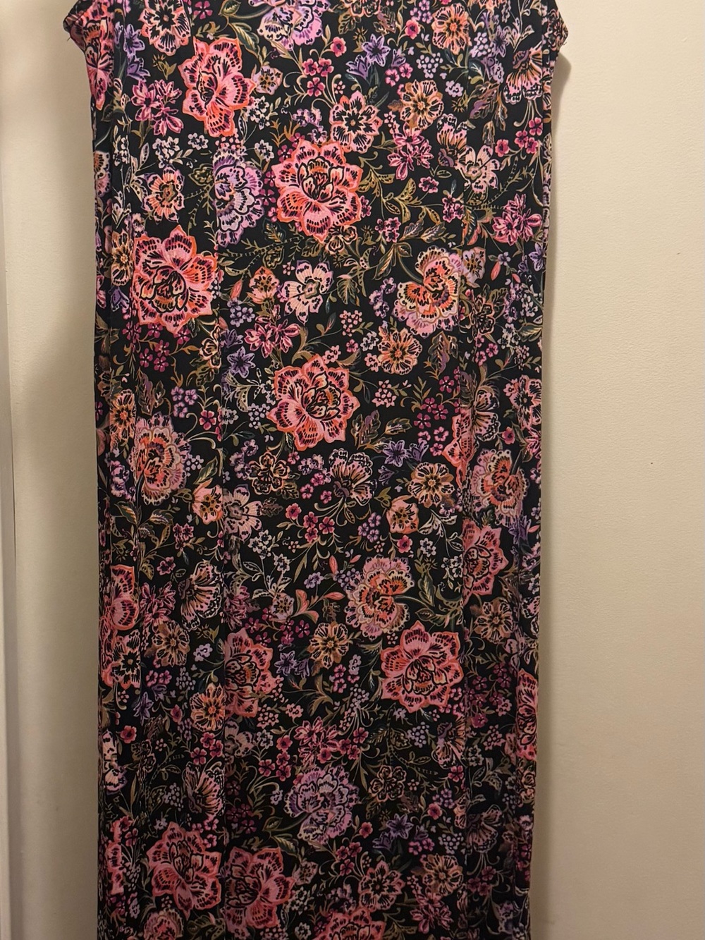 MSK Black Floral Top with Pink, Purple & Orange Blooms Size XL NWOT - Picture 11 of 13